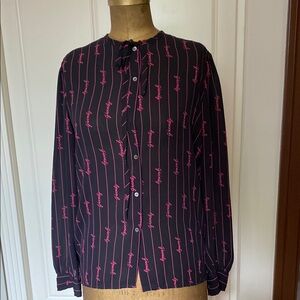 Givenchy Black Top with Vibrant Pink Details